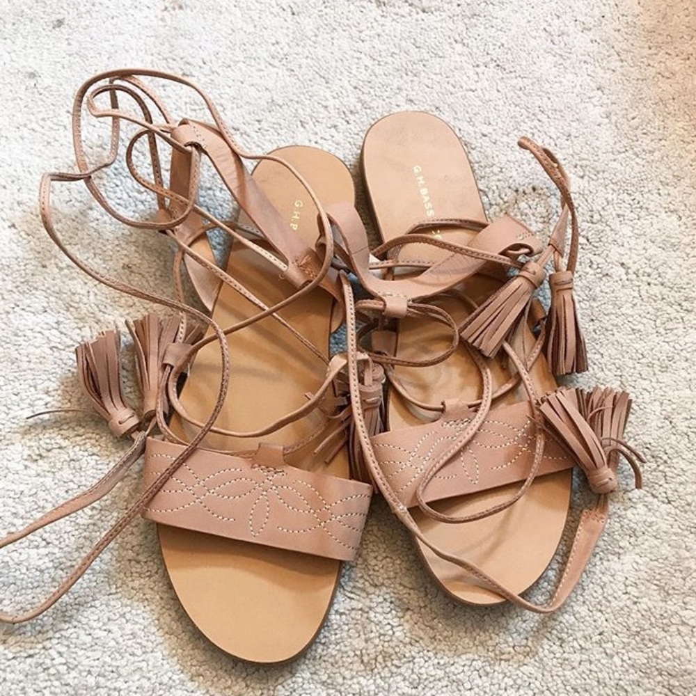 Tan lace up sandals